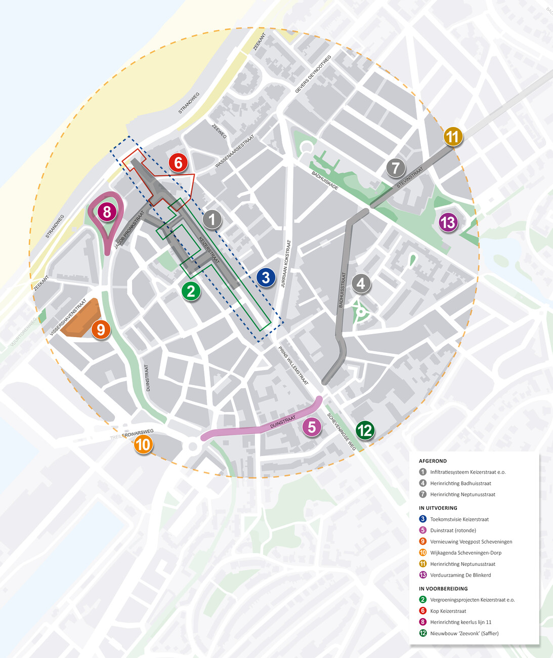 Plattegrond projecten Scheveningen-Dorp 27 november 2024