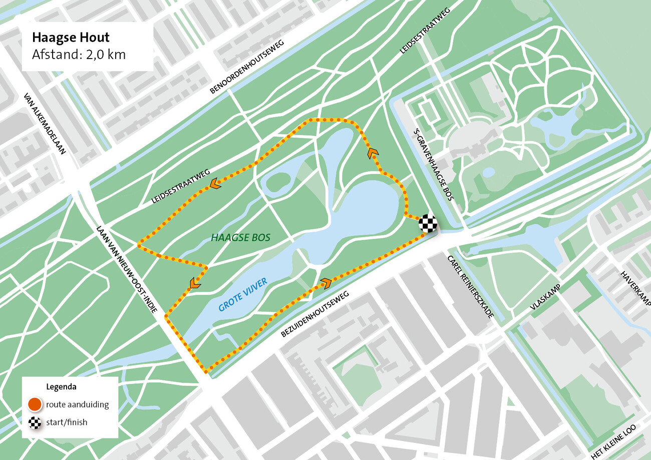 Kaartje hardlooproute Haagse Hout - Haagse Bos