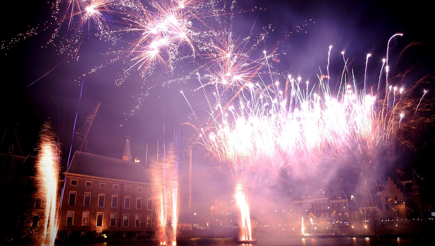 Fireworks above Hofvijver