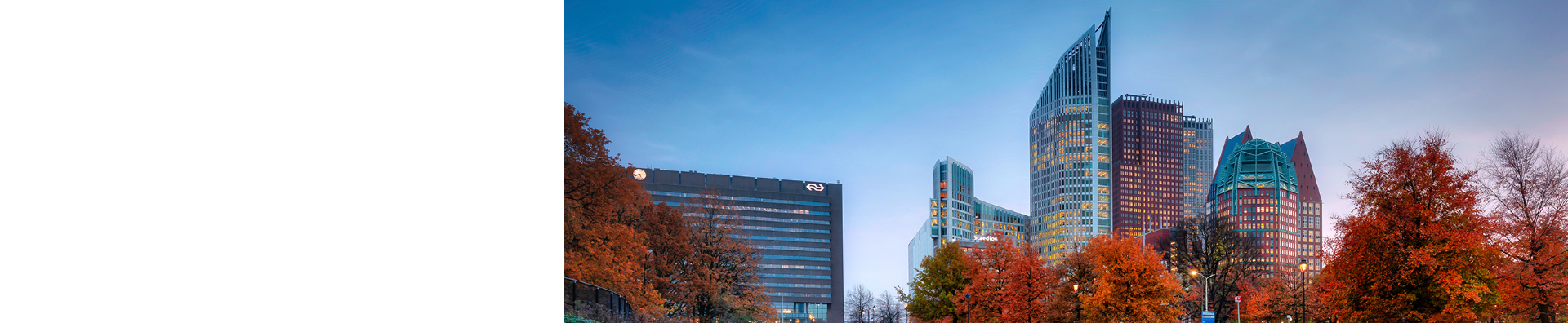 view of the skyline of The Hague in autumn